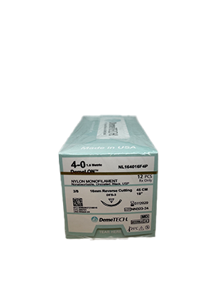 DemeLON Sutures 4/0 45cm 16mm Reverse Cutting Black