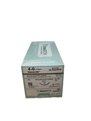 DemeLON Sutures 4/0 45cm 19mm Precision Point Reverse Cutting Blue