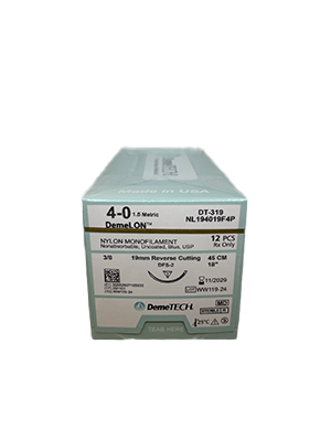 DemeLON Sutures 4/0 45cm 19mm Reverse Cutting Blue