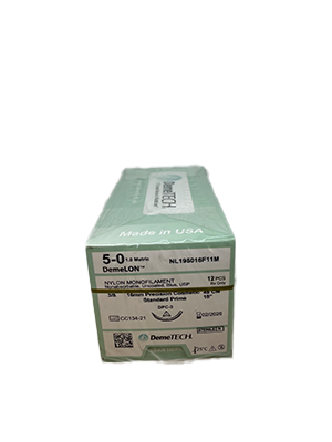 DemeLON Sutures 5/0 45cm 16mm Precision Cosmetic Standard Prime Blue