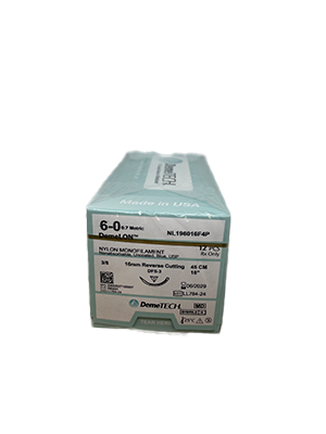 DemeLON Sutures 6/0 45cm 16mm Reverse Cutting Blue