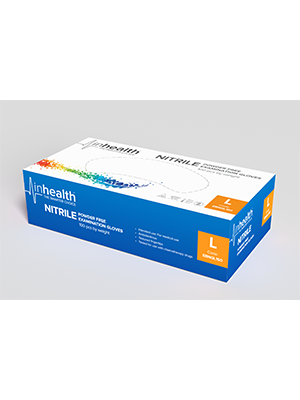 inhealth Nitrile Powder Free Exam Glove - Large