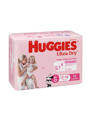 Huggies Nap Ult Dry Walker Grl Pk 16