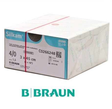 B Braun Silkam Sutures 4/0 45cm 19DS Black