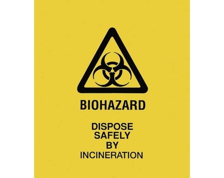 Biohazard Plastic Bag Yellow 990mm x 530mm