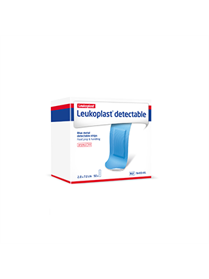 Leukoplast X-Ray, electromagnetically and visually detectable waterproof Strips 7.5 x 2.2cm (blue)