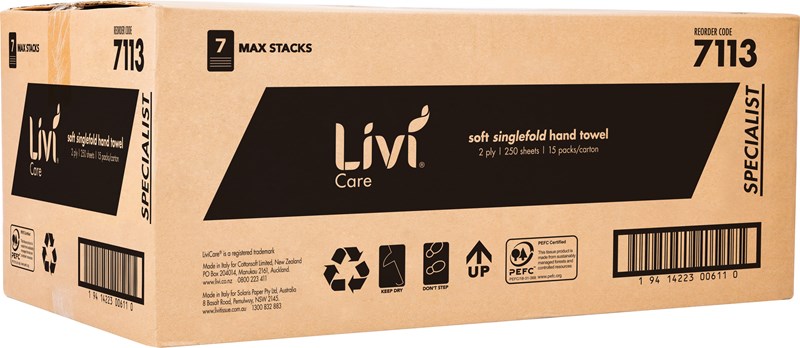 Livi Care Towel 2 Ply Soft Singlefold