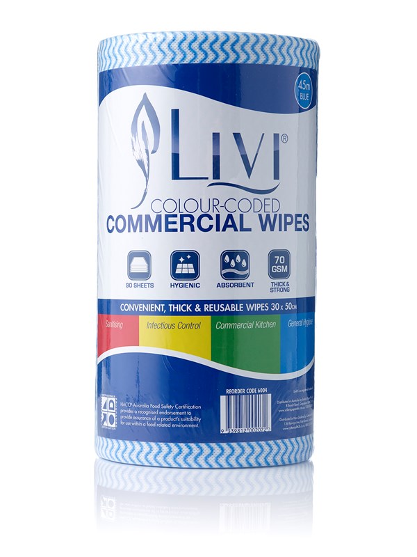 Livi Commercial Wipes Blue – Ctn/4