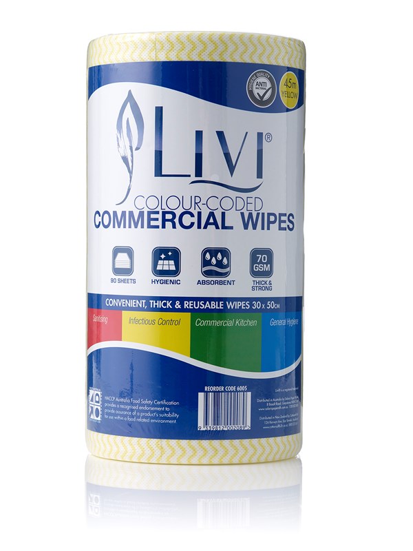 Livi Cloth Wipes Yellow Antibacterial - Ctn/4
