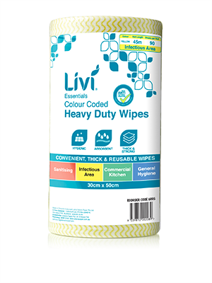 Livi Cloth Wipes Yellow Antibacterial - Ctn/4