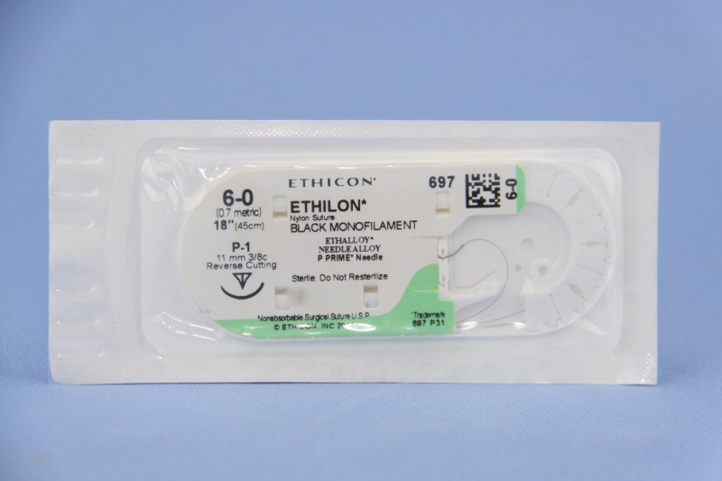 Ethicon Suture Ethilon 6/0 16mm 45cm (black)