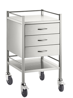 Trolley Stainless Steel 3 Drawer  500x500x900
