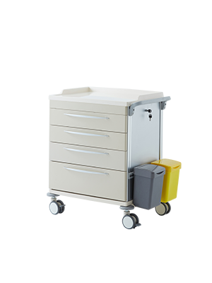 Medicine Trolley White Drawers