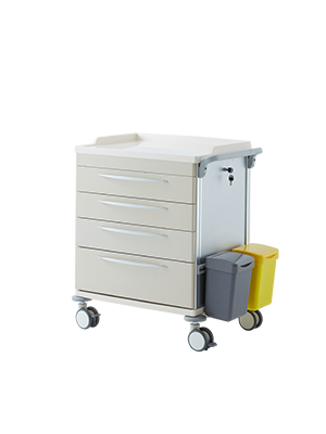 Medicine Trolley White Drawers