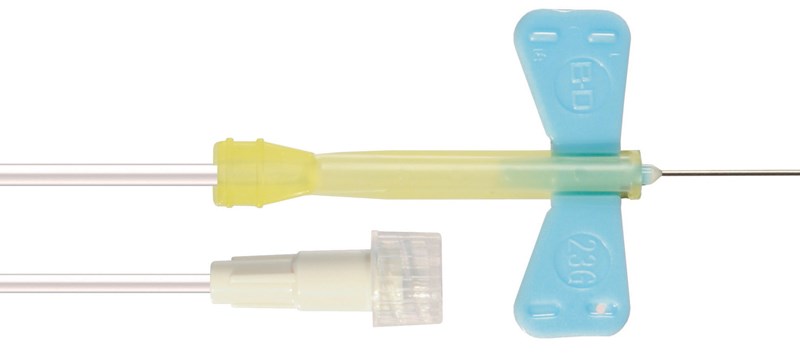 BD Vacutainer Safety-Lok Blood Collection Set 23g x .75'', 12'' Tubing without Luer adapter (light blue)
