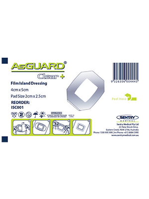 AsGUARD Clear+ Film Island Dressing 10 x 25cm