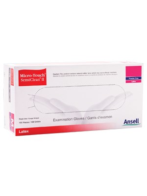 Ansell Micro-Touch SensiClean II Powder Free Latex Exam Glove Small