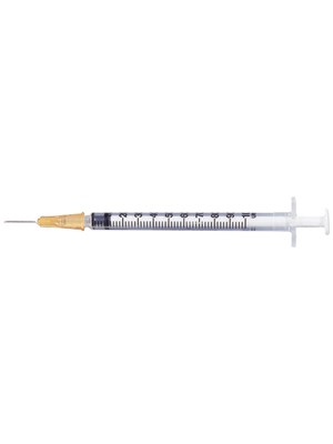 BD Syringe 1ml Luer Slip with Needle 25g x 5/8'' (orange)