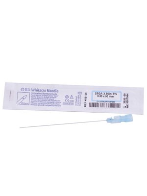 BD Whitacre Pencil Point Spinal Needle 25g x 3.5'' (blue)