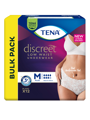 TENA Discreet Low Waist Underwear Incontinence Disposable White Medium
