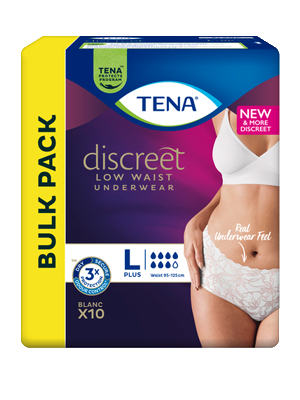 TENA Discreet Low Waist Underwear Incontinence Disposable White Large