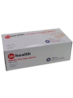 Inhealth MicroTextured Latex Exam Glove Powder Free Medium