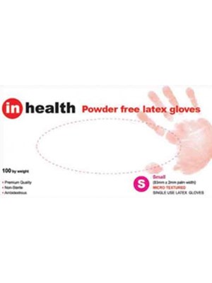 Inhealth MicroTextured Latex Exam Glove Powder Free Small