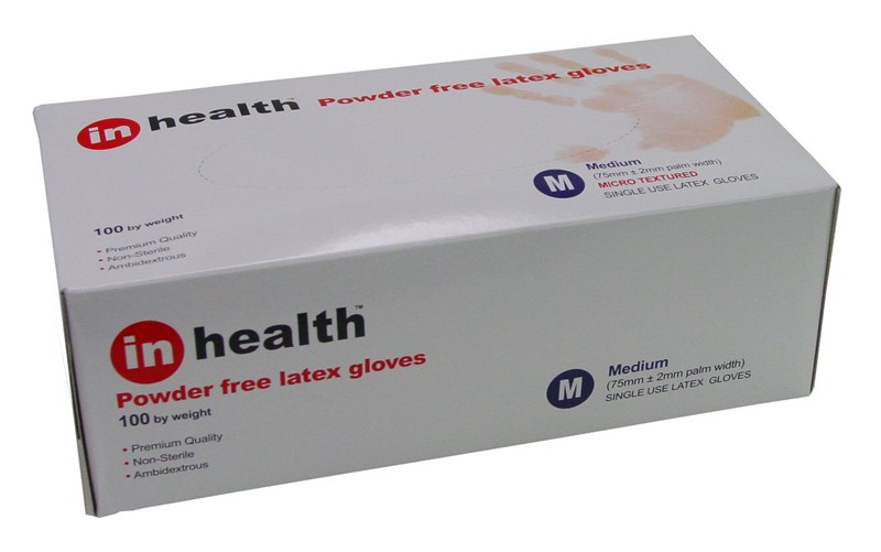 Inhealth MicroTextured Latex Exam Glove Powder Free Large