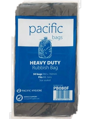 Rubbish Bag Black 80L Pk 50