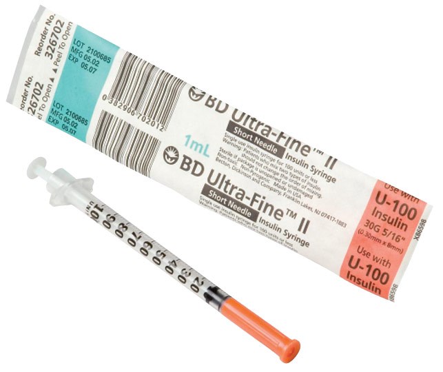 BD Ultra-Fine II Insulin Syringe 0.5ml, 30g (0.30mm) x 8mm